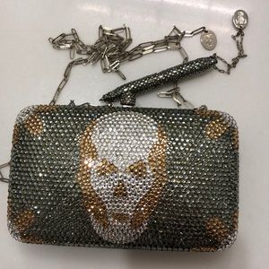 Sylvia Toledano crystal skull clutch w.chain strap